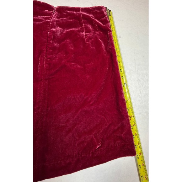 Anthropologie Montie Velvet Ruched Skirt in Red Wine Cranberry Size 8 - Picture 11 of 12